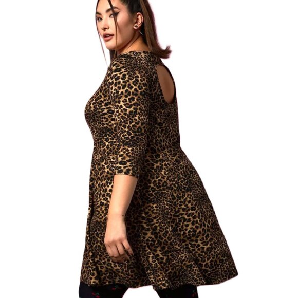 torrid Dresses & Skirts - NEW Torrid 2 Betsey Johnson Leopard Ponte Skater Dress With Back Cutout 2X 18 20